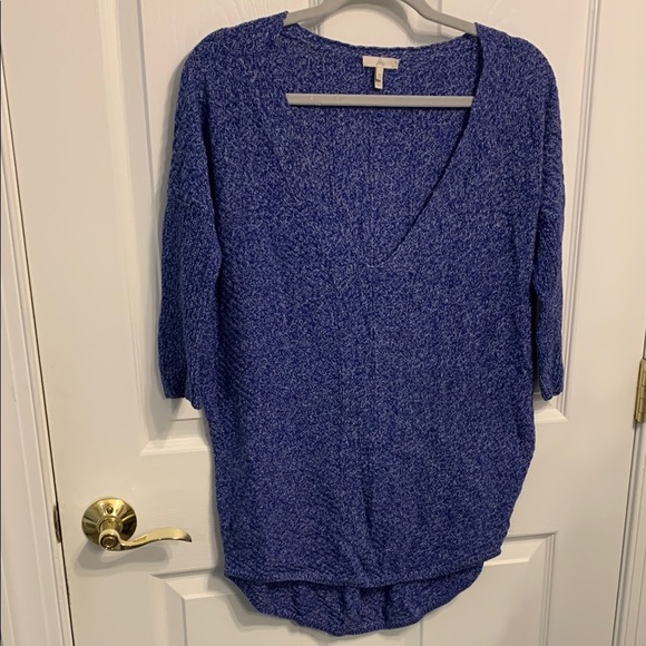 Joie Blue V-Neck Sweater size XS Hi Lo Hem Oversized - Picture 1 of 7